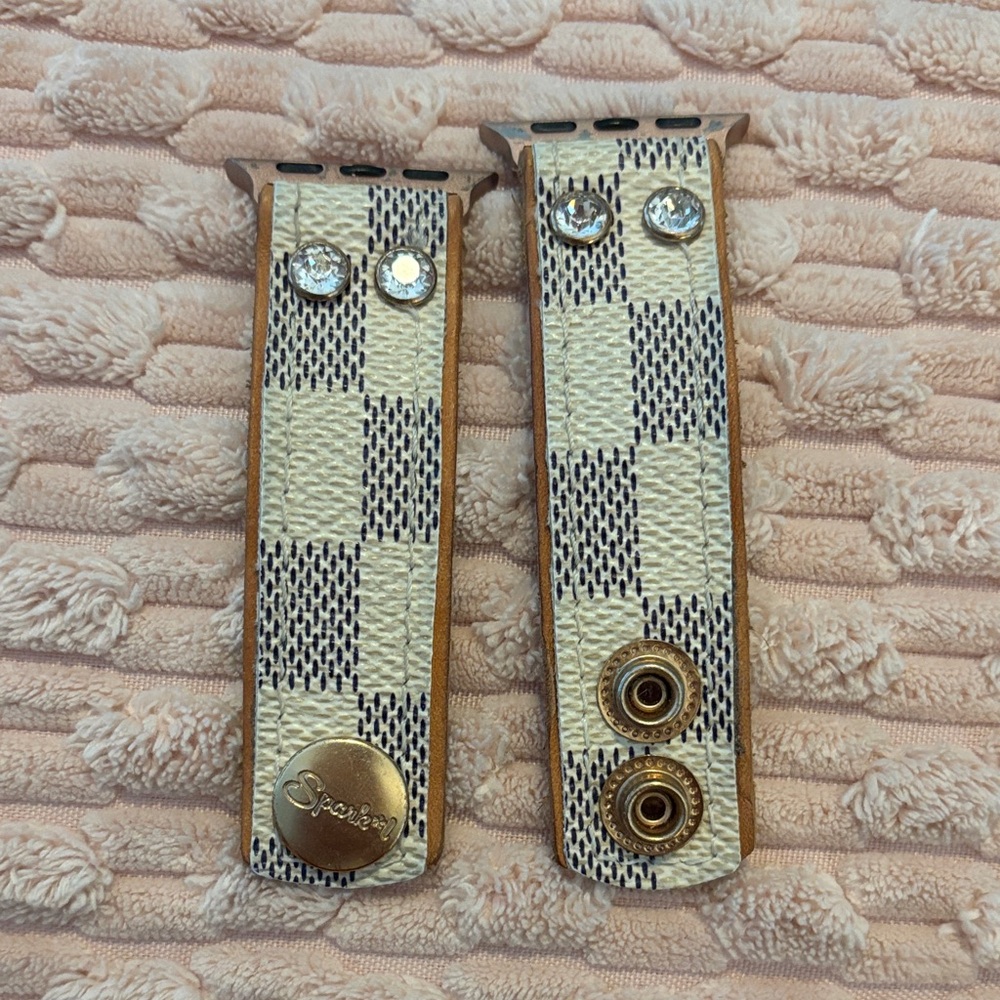 Upcycled Louis Vuitton Damier Azur Apple Watch Band Spark*l size XS/S